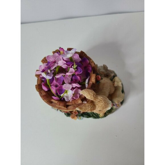 Vintage Easter Bunny Rabbit With Babies Flower Pot Planter Figurine Decorative - Picture 2 of 8